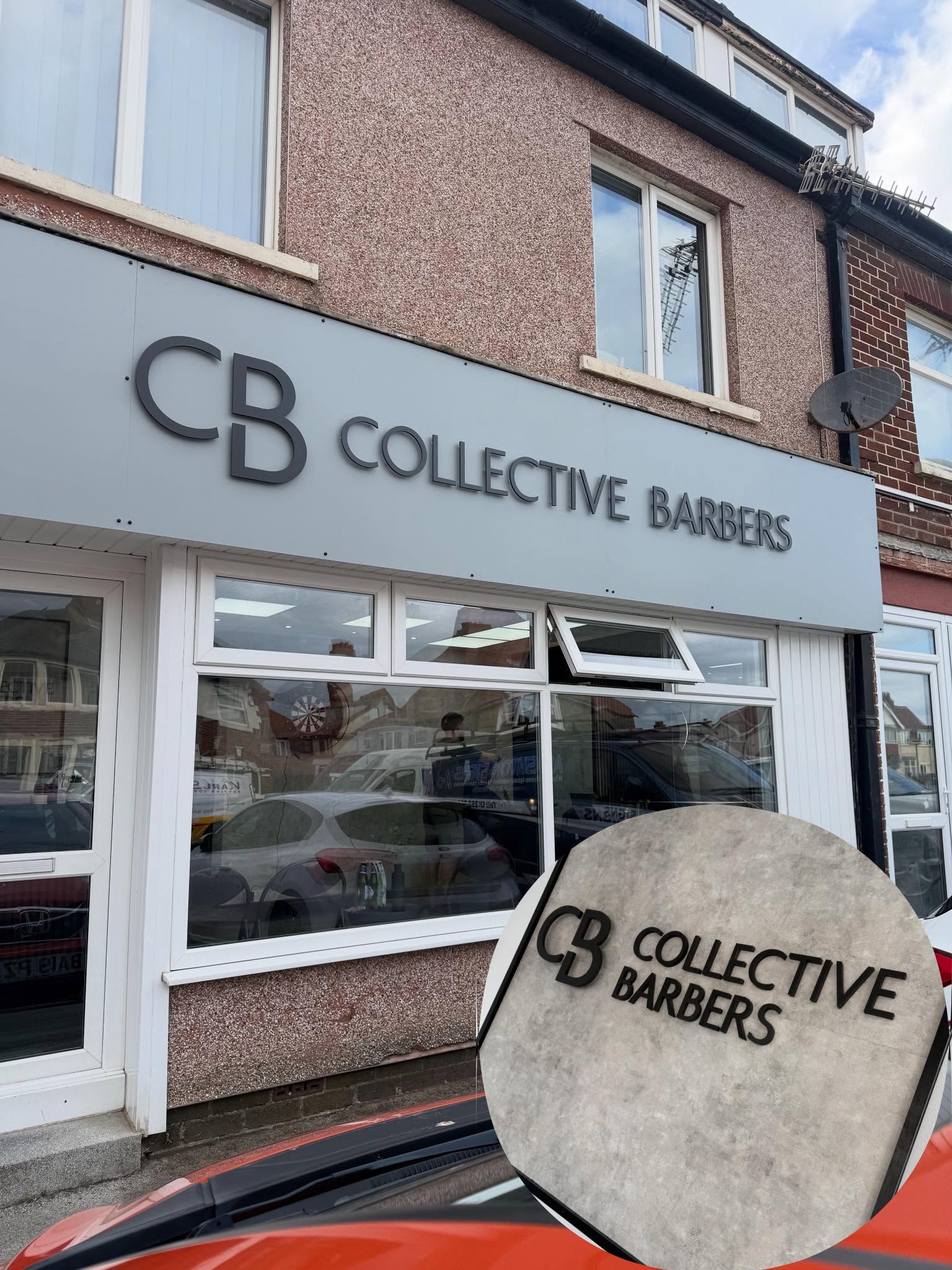 Custom barbers shop fascia sign designed and fitted by Ashton Signs, Blackpool